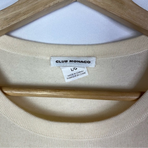 Club Monaco Cream Crewneck Pullover Wool Knit Sweater L - Picture 4 of 6